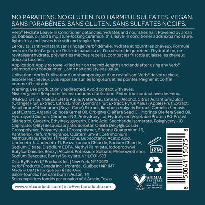 VERB Hydrate Leave-In Conditioner, 6.5 fl oz – Nourish Dry + Frizzy Hair - Smooth + Detangle - Amber + Warm Jasmine Scent