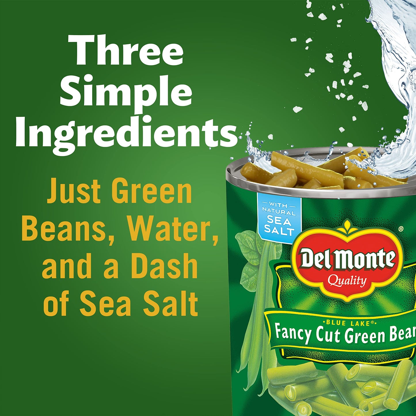 Del Monte Blue Lake Fancy Cut Green Beans, Canned Vegetables, 6.31 lb, Pack of 6