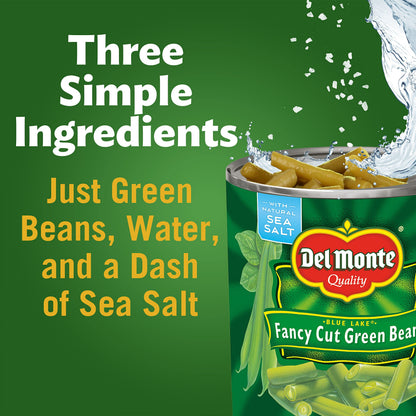 Del Monte Blue Lake Fancy Cut Green Beans, Canned Vegetables, 6.31 lb, Pack of 6
