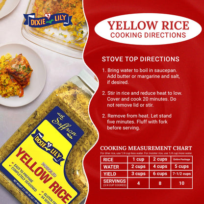 Dixie Lily Yellow Rice Dinner/Jug - Long Grain Parboiled Rice with Dehydrated Vegetables with Vitamins, Easy-to-Prepare, 2 Pack