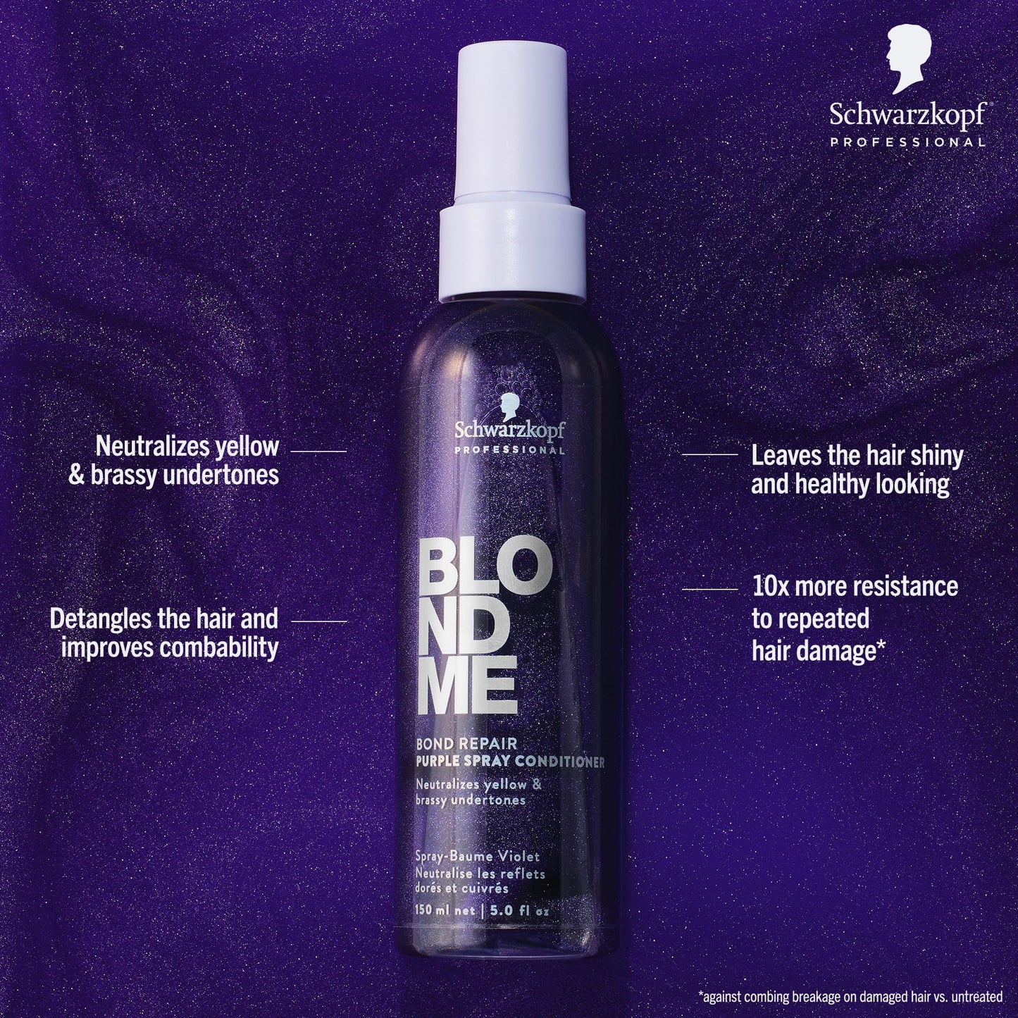 BlondMe Bond Repair Purple Spray Conditioner for Blonde Hair | Neutralize Yellow & Brassy Tones | Strengthen, Repair, & Prevent Breakage | For Moisturized, Healthy-Looking Cool-Toned Blondes