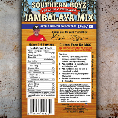 Southern Boyz Seasonings Jambalaya Mix With Rice, 8 Ounce Bag (No MSG, Gluten-Free Blend - Makes 4-6 Servings)