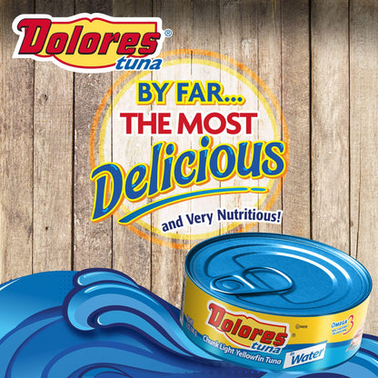 Dolores Tuna Chunk Light Yellowfin Tuna in Water, 5 oz Can (Pack of 24) – Mild Flavor, Flaky Texture, Ready-to-Eat Protein