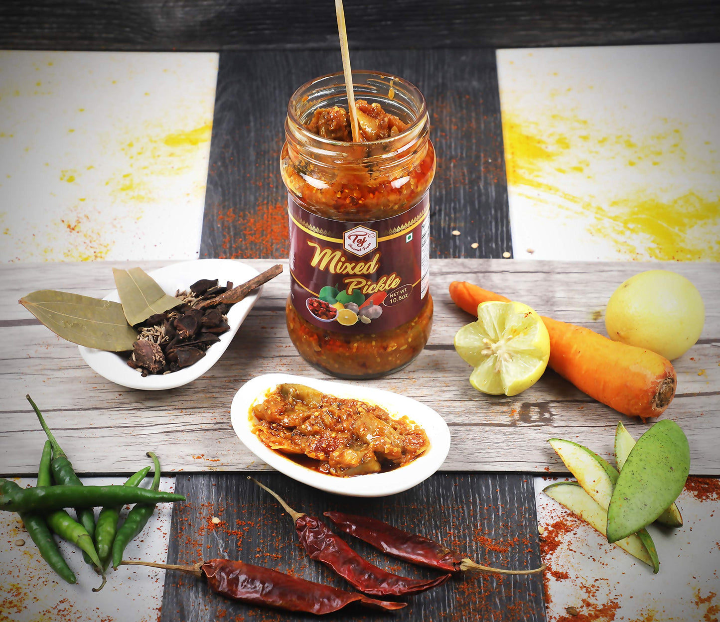 TAJ Gourmet Mixed Pickle, (Mix Achar), 300g (10.5oz)