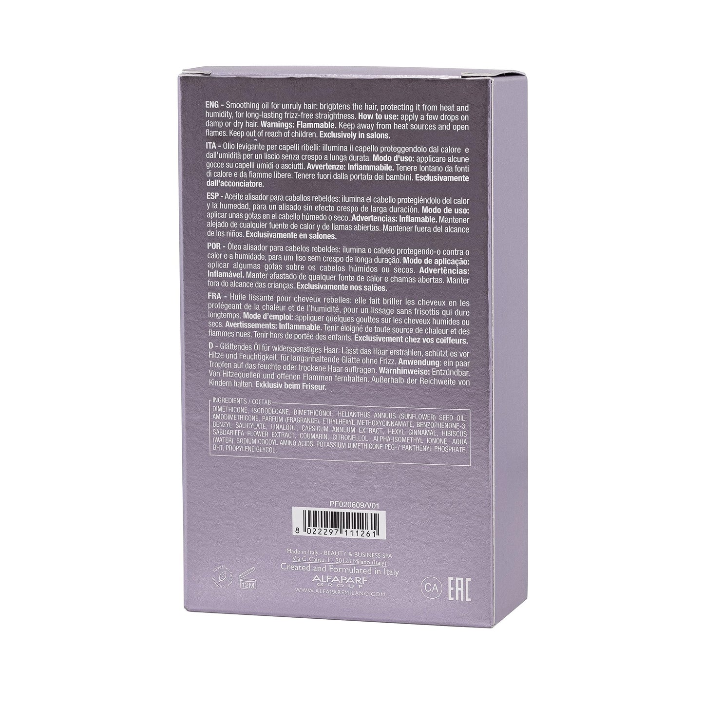 ALFAPARF MILANO Semi di Lino Smoothing Hair Oil Treatment - Frizz Control Oil to Brighten Hair + Protect from Heat & Humidity- Hair Serum for Damaged & Dry Hair (3.38 oz)