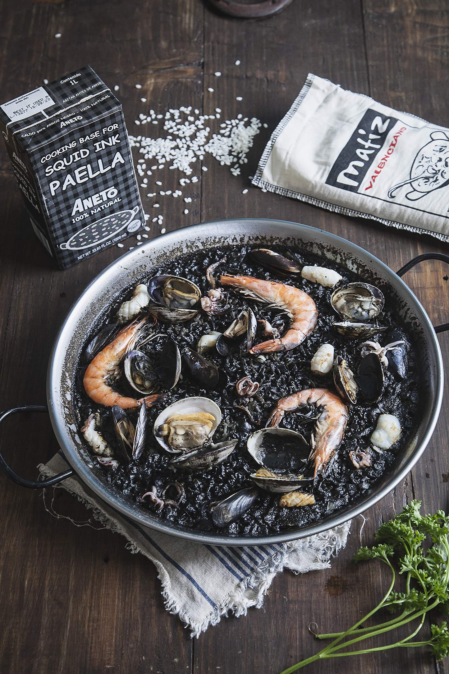 Matiz Valenciano Paella Rice from Spain (3 pack - 2.2 lbs. each) Traditional Spanish Medium-Grain | Risotto, Arrow Negro, Seafood Dishes | Natural Flavor | Soy and Gluten Free