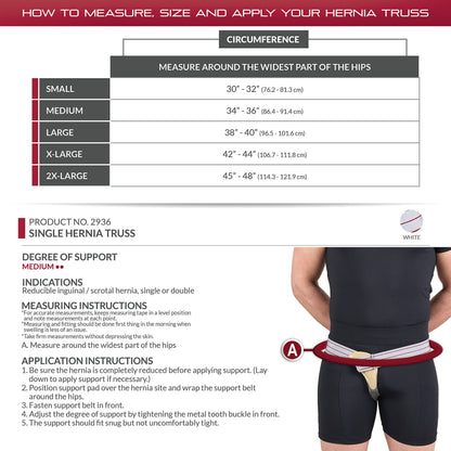 OTC Hernia Truss, Single Herniation, Inguinal Scrotal Treatment, Medium