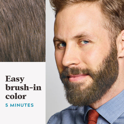 Just For Men Mustache & Beard, Beard Coloring for Gray Hair with Brush, with Keratin Biotin Aloe and Coconut Oil for Healthy Facial Hair - Light-Medium Brown, M-30, Pack of 1 (Packaging May Vary)