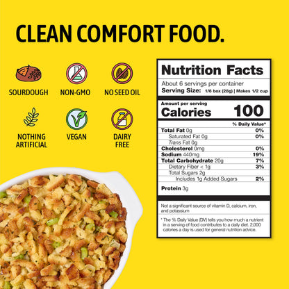 Kooshy Stuffing Mix | Sourdough Stuffing Mix | Vegan No Seed Oil Thanksgiving Dinner Side & Pantry Staple | Stove or Oven Prep (6 oz Bag | 3 Pack)