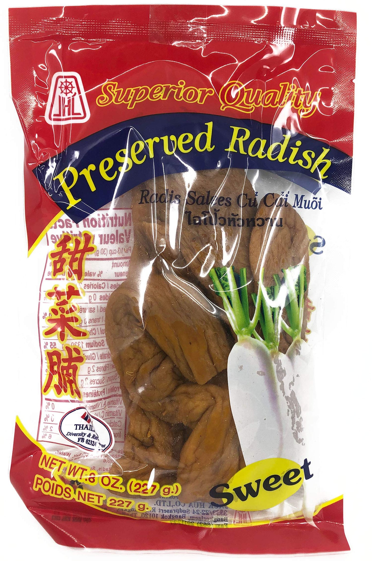 JHC Whole Preserved Radish Sweet 8Oz Product of Thailand