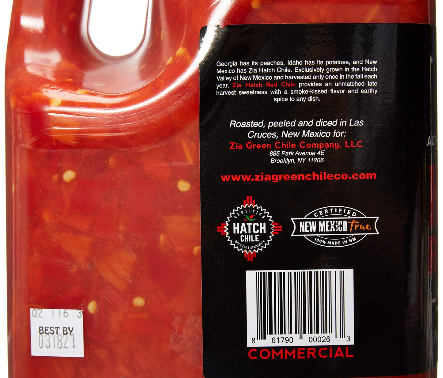 Original New Mexico Hatch Red Chile By Zia Green Chile Company - Delicious Flame-Roasted, Peeled & Diced Southwestern Certified Red Peppers For Salsas, Stews & More, Vegan & Gluten-Free - 128oz