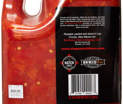 Original New Mexico Hatch Red Chile By Zia Green Chile Company - Delicious Flame-Roasted, Peeled & Diced Southwestern Certified Red Peppers For Salsas, Stews & More, Vegan & Gluten-Free - 128oz