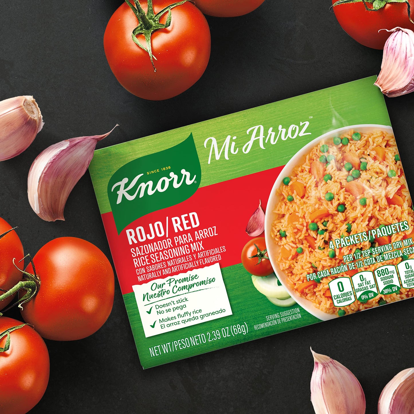 Knorr Mi Arroz Rice Seasoning Mix Add Authentic Flavor To Any Dish Rojo/Red Delicious Homemade Flavor in Our Seasonings 2.39 oz 4 Count, Pack of 12