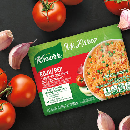 Knorr Mi Arroz Rice Seasoning Mix Add Authentic Flavor To Any Dish Rojo/Red Delicious Homemade Flavor in Our Seasonings 2.39 oz 4 Count, Pack of 12