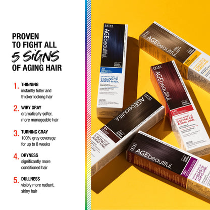 AGE beautiful Root Touch Up Hair Color Spray | Touch-Up Gray Concealer | Temporary Cover Up | Adds Volume & Covers Thinning Patches | Water, Sweat, Stain Resistant