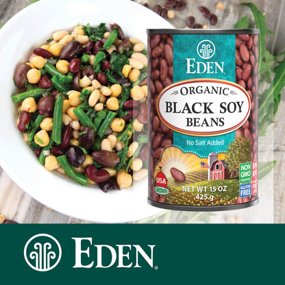 Eden Organic Black Soybeans, 15 oz Can (12-Pack), Complete Protein, No Salt, Non-GMO, Gluten Free, Vegan, Kosher, U.S. Grown, Heat and Serve, Macrobiotic, Soy Beans …