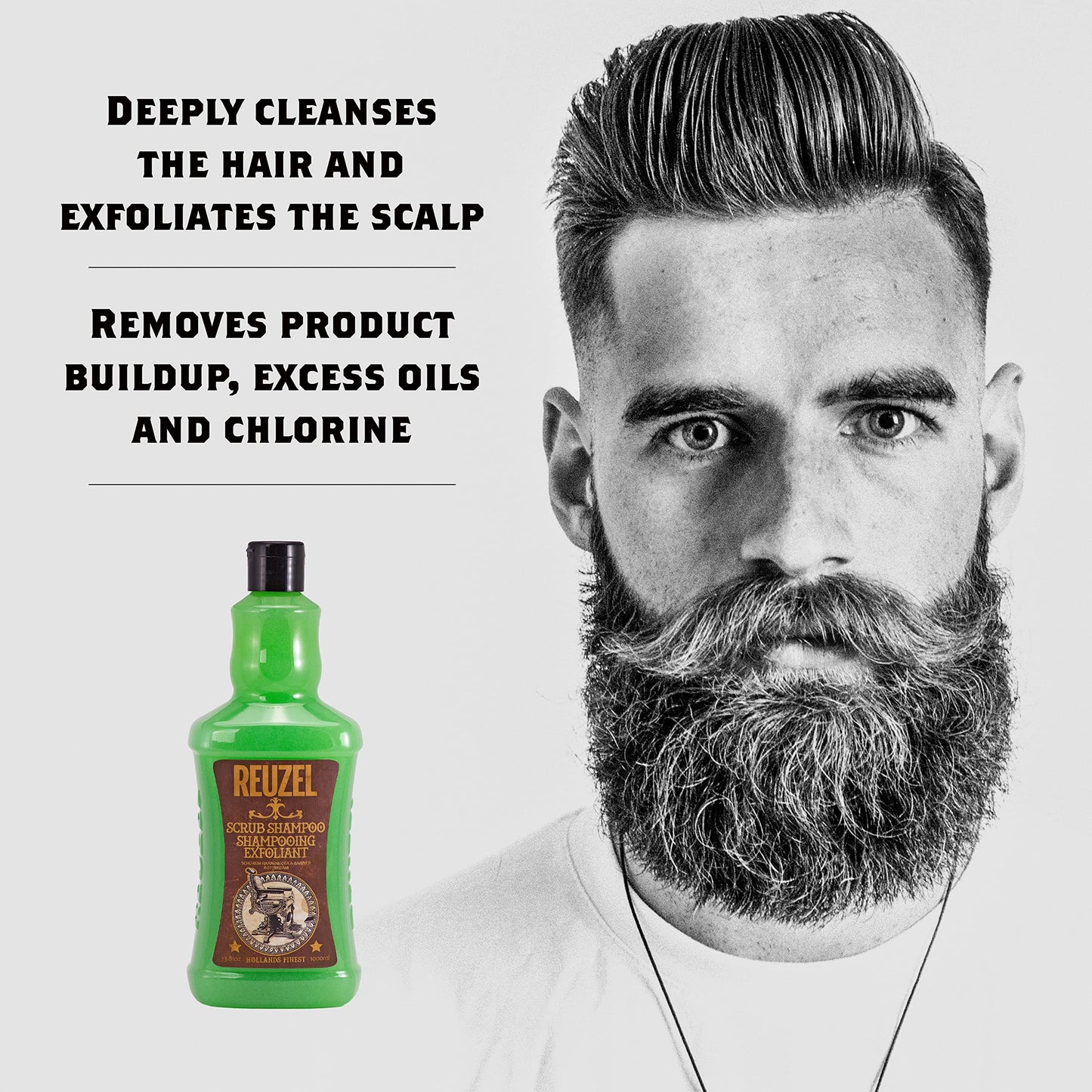 Reuzel Scrub Shampoo, Deeply Cleanses, 33.81 oz