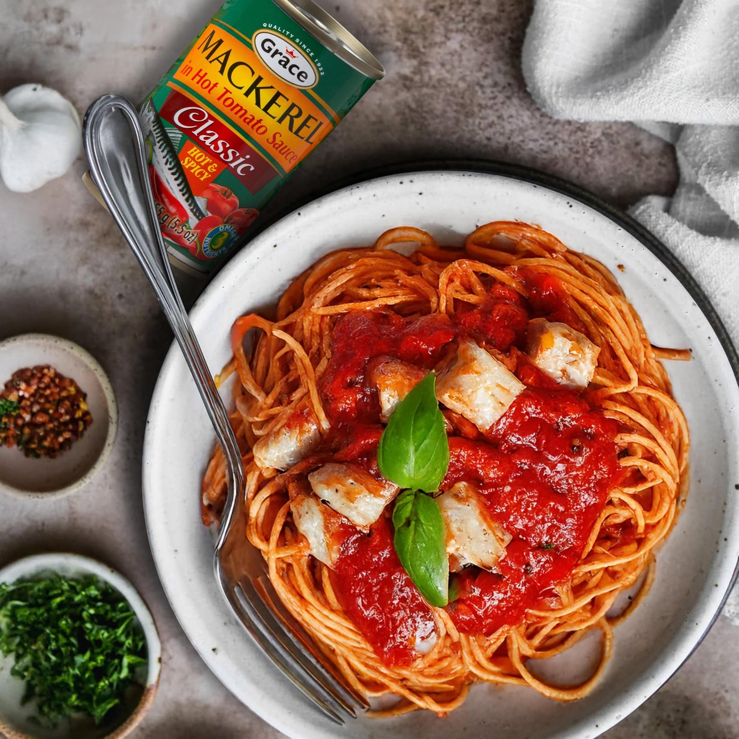 Grace Hot & Spicy Mackerel in Tomato Sauce 5.5oz - 10 Pack Canned Mackerel