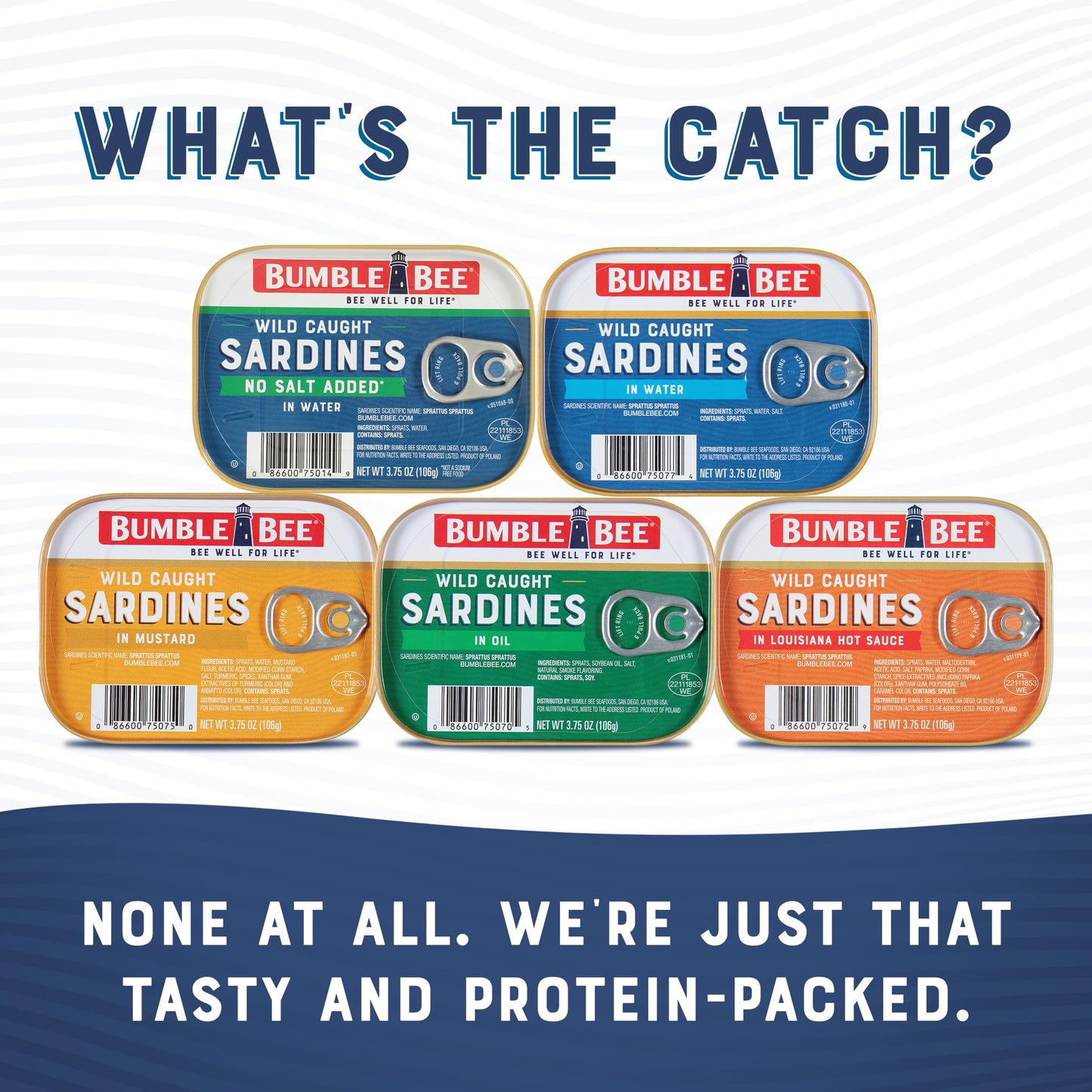 Bumble Bee Sardines in Mustard Sauce, 3.75 oz Tin (Pack of 12) - Wild Caught, Gluten Free, Keto, Kosher