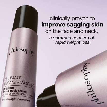 philosophy ultimate miracle worker lift & firm face & neck serum – with encapsulated retinol & retinal ­– anti-aging serum ­– peptide complex – for all skin types