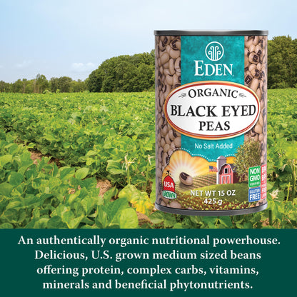 Eden Organic Black Eyed Peas, No Salt Added, 15-Ounce Cans (Pack of 12)