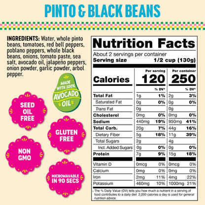 SOMOS Pinto & Black Beans - Gluten Free, Non-GMO, Vegan Ready-to-Eat Microwavable Meals - Delicious, Healthy & Plant Based Convenience - Perfect for Quick, Healthy Dining |10oz Pouch (Pack of 6)