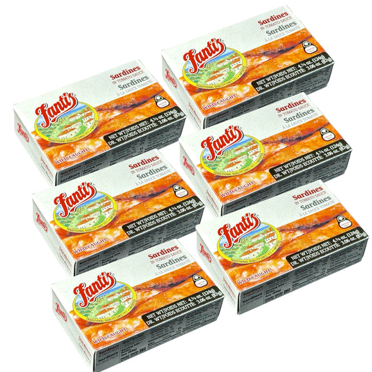 Fantis – Sardines in Tomato Sauce – Wild-Caught Spanish Style Sardines, Gourmet Canned Seafood, Keto-Friendly, High Protein, Ready to Eat Snack, 4.375 oz, Pack of 6
