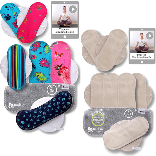 Non Slip Reusable Panty Liners for Women 7-Pack (S) Organic Cotton Panty Liners Reusable & Panty Liner Washable for Women & Teens 7-Pack (M) Thin Cloth Panty Liners for Vaginal Discharge