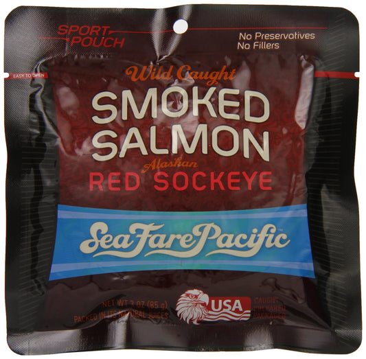 Sea Fare Pacific Wild Caught Smoked Sockeye Salmon Sport Pouch, 3 Ounce (Pack of 12)
