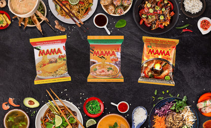 MAMA Ramen Style Instant Oriental Noodles Variety 30 Pack, Chicken, Pork, Creamy Shrimp