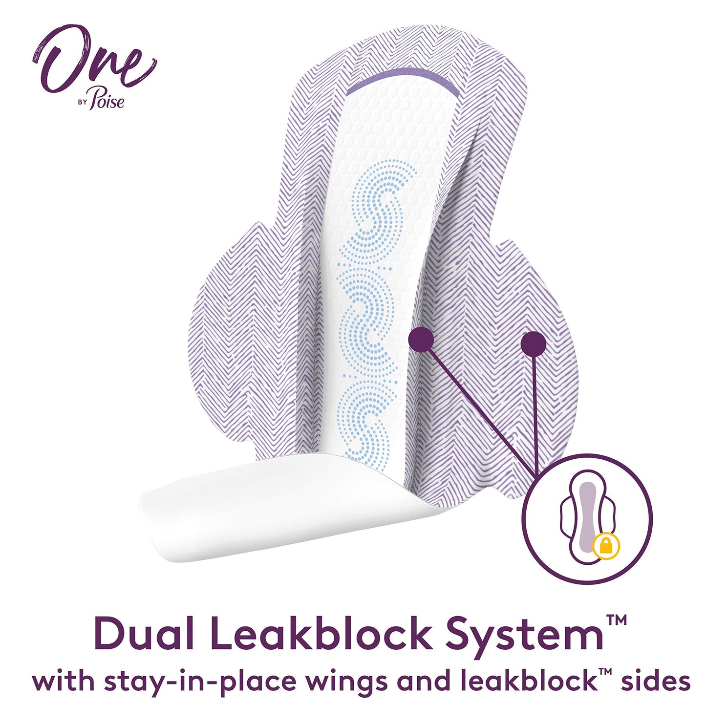 One by Poise Feminine Pads with Wings (2-in-1 Period & Bladder Leakage Pad for Women), Regular, Heavy Absorbency for Period Flow, Light Absorbency for Bladder Leaks, 18 Count