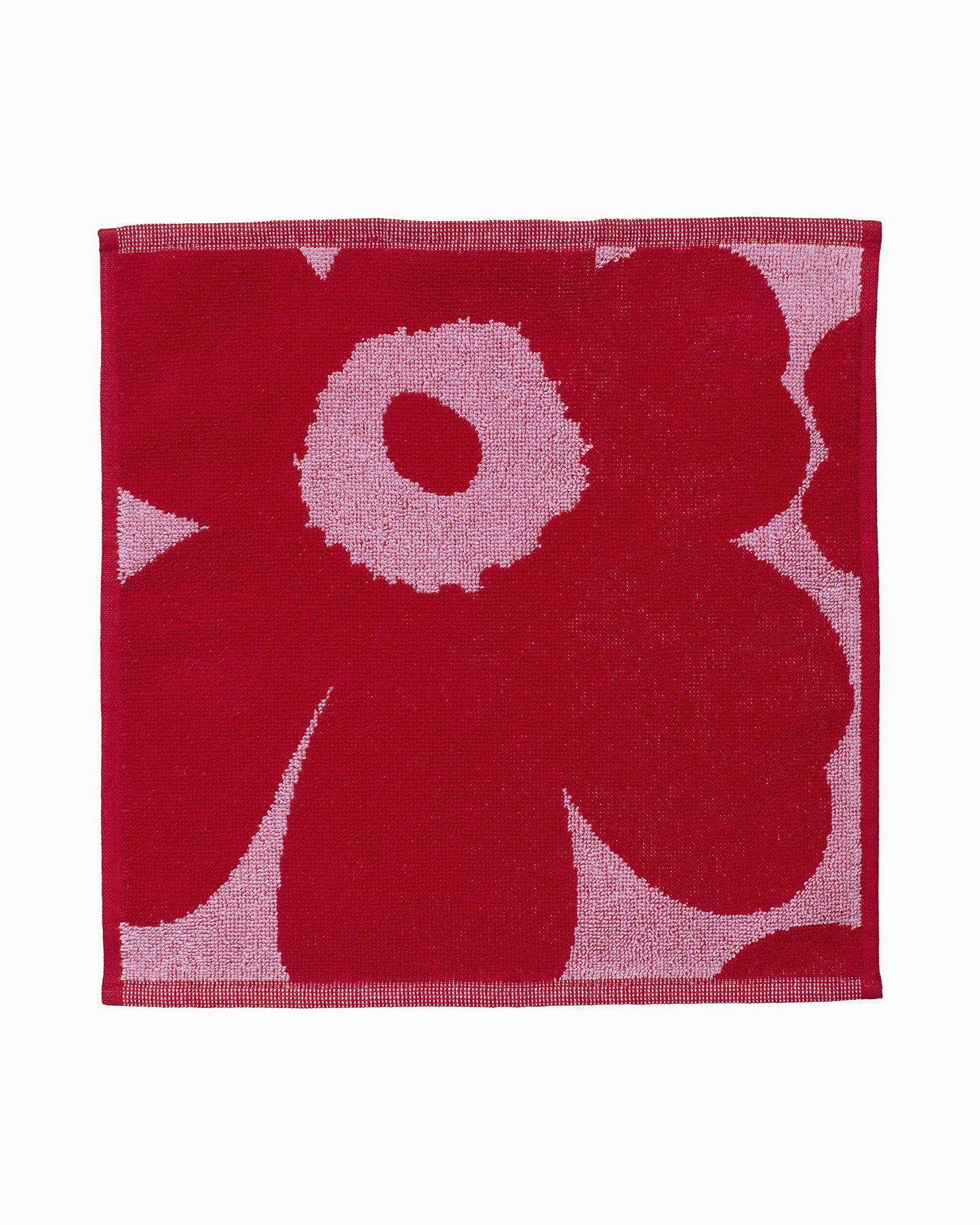 MARIMEKKO Unikko Terry Cotton Washcloth Floral Patterned Washcloths - Red, 12 in x 12 in