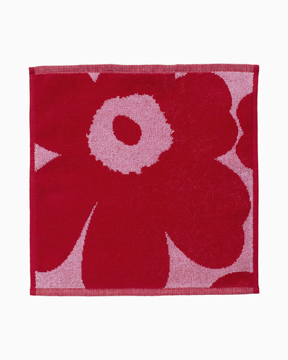MARIMEKKO Unikko Terry Cotton Washcloth Floral Patterned Washcloths - Red, 12 in x 12 in