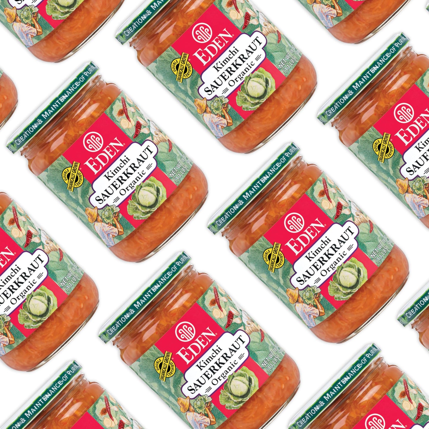 Eden Organic Sauerkraut, 18 oz Glass Jar, Kimchi, Fine Cut