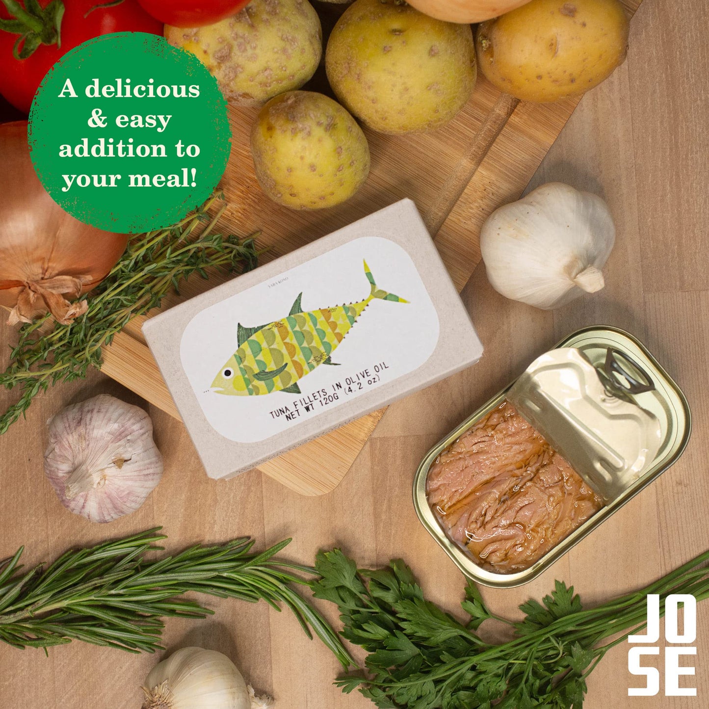 Canned Tuna Fillets in Olive Oil by Jose Gourmet, Wild Caught Portuguese Tuna, Canned Fish in Olive Oil, Omega 3, Fair Trade, 125g Can