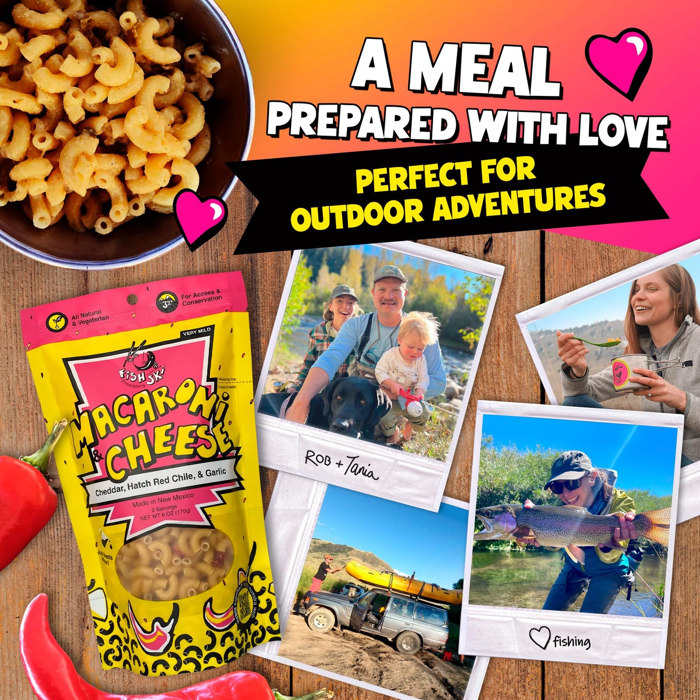 Fishski Easy Prepare New Mexico Hatch Red Chile Macaroni and Cheese with Cheddar (2 x 6oz Packs) 170g Each