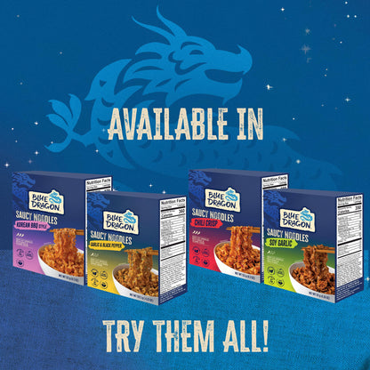 Blue Dragon Garlic & Black Pepper Saucy Noodles - 4.25oz (Pack of 6) - Knife Cut Air Dried Noodles w/Garlic & Black Pepper Sauce & Spring Onion Garnish - Quick & Easy Meal with Bold Asian Flavors