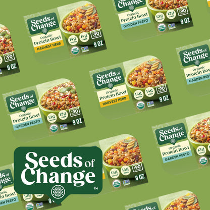 SEEDS OF CHANGE Organic High Protein Bowl Garden Pesto, Prepared Entrée, Microwave in 90 Seconds, 9 oz (Pack of 6)