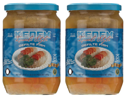 Kedem Gluten Free Israeli Style Gefilte Fish 24oz (2 Pack) No MSG, No Egg Yolk, No Matzo Meal, Nothing Artificial