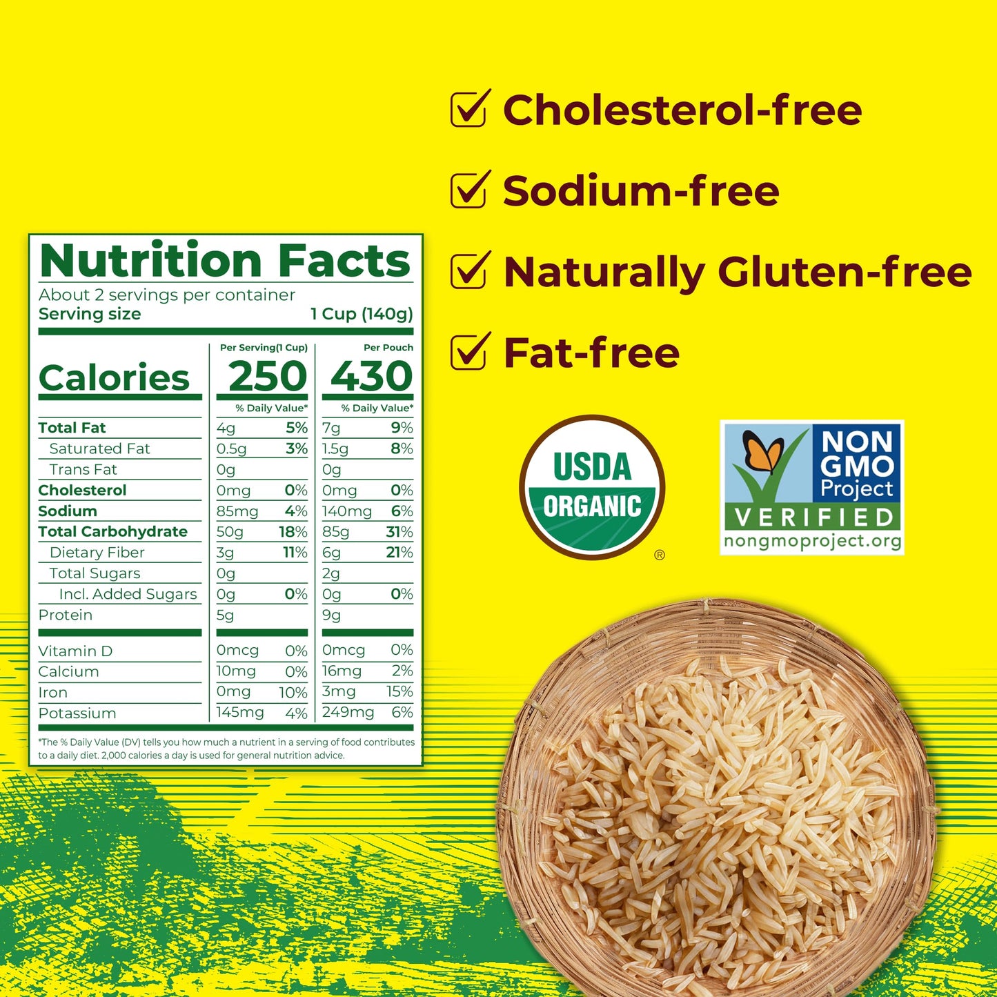 Golden Star Organic Thai Hom Mali Brown Jasmine Rice - Microwaveable Rice - (6 Pack) 8.5 oz Pouch