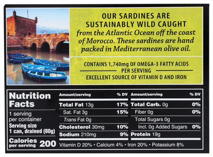 Crown Prince, Skinless & Boneless Sardines in Olive Oil, 3.75 oz