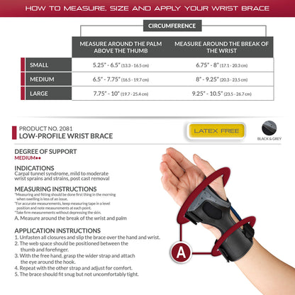 OTC Wrist Brace, Molded Exoskeleton, Low-Profile, Exolite, Medium