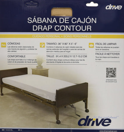 Drive Medical 15030HBL Hospital Bed Sheet Set, White (Pack of 2)