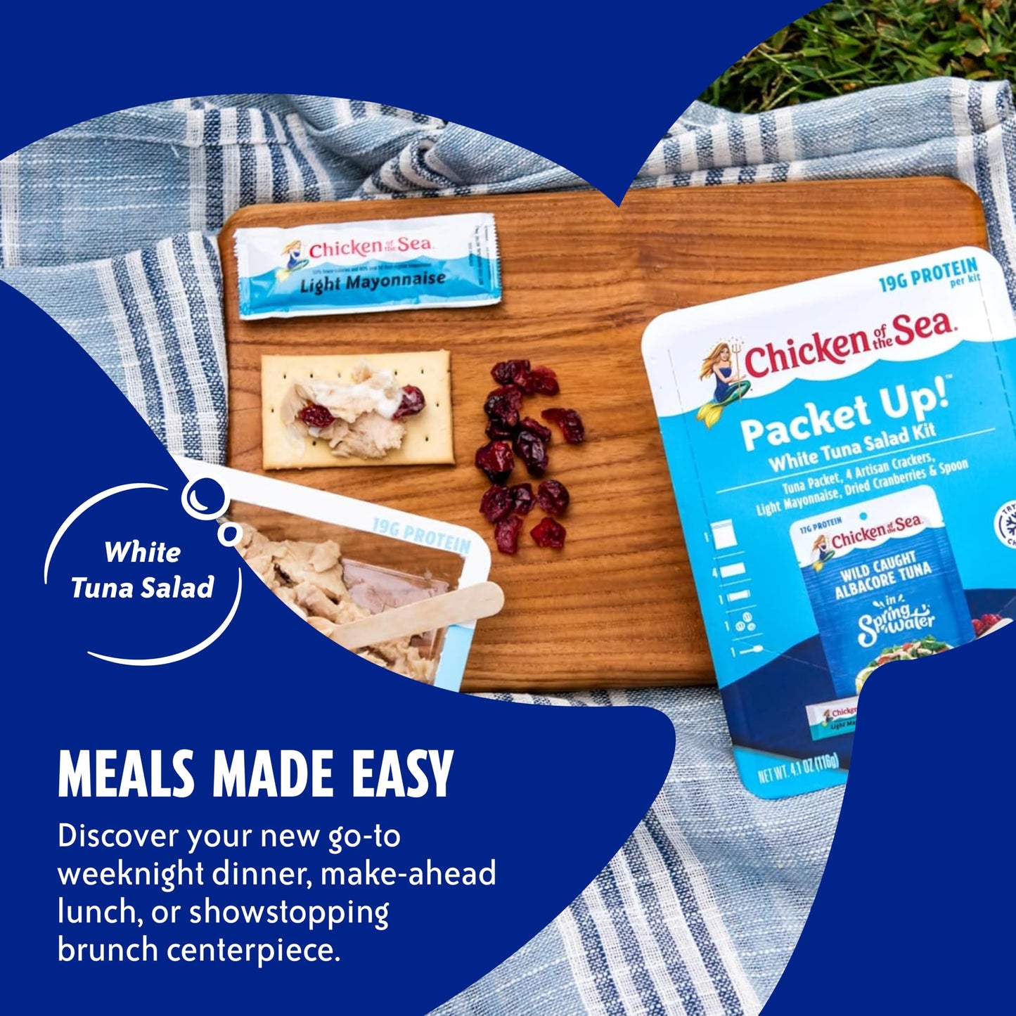 Chicken of the Sea Packet Up! White Tuna Salad Kit, 4.1 oz. Packets, 12-Count – High Protein Tuna in Water – Classic Tuna Salad for Easy, Nutritious Ready to Eat Meals