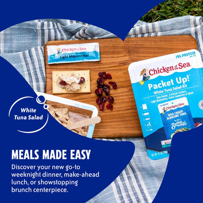 Chicken of the Sea Packet Up! White Tuna Salad Kit, 4.1 oz. Packets, 12-Count – High Protein Tuna in Water – Classic Tuna Salad for Easy, Nutritious Ready to Eat Meals