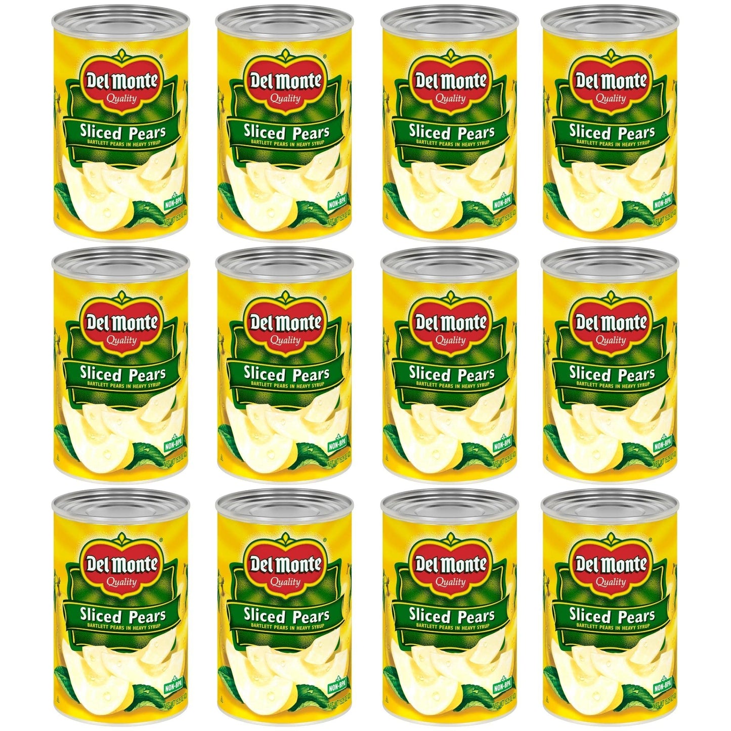 DEL MONTE Sliced Bartlett Pears in Heavy Syrup, Canned Fruit, 12 Pack, 15.25 oz Can