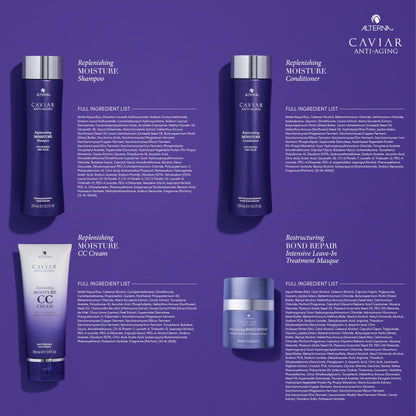 Alterna Haircare CAVIAR Anti-Aging Replenishing Moisture Trial Kit - Shampoo, Conditioner, Leave-In CC Cream | For Dry, Brittle Hair | Protects, Restores and Hydrates | Sulfate Free