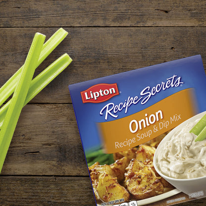 SOUP SECRETS Lipton Recipe Secrets Soup and Dip Mix 24 Count Onion For Delicious Base Single-Serve Package for Easy Seasoning 2 oz