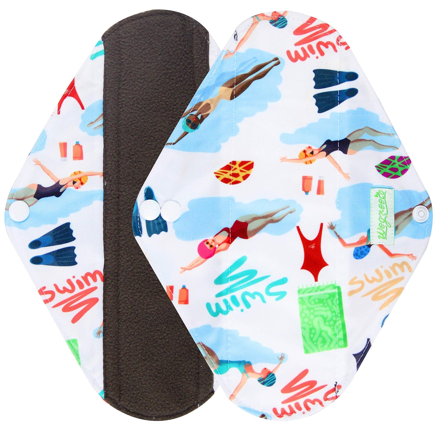 Wegreeco Reusable Menstrual Pads for Women - Soft Cloth Sanitary Pads | Panty Liners - 5 Pack, 1 Cloth Wet Bag (Medium, Dynamic)