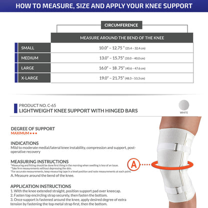 Champion Knee Brace, Hinged Bars, Knit Elastic, Large